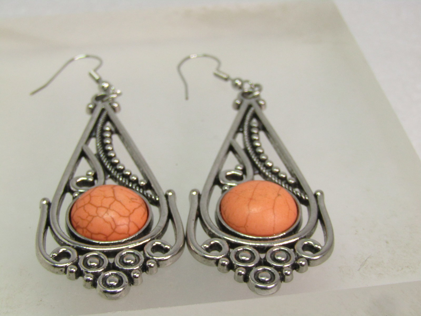 Vintage Faux Orange Agate Drop Earrings, 1990's-2000's - 4