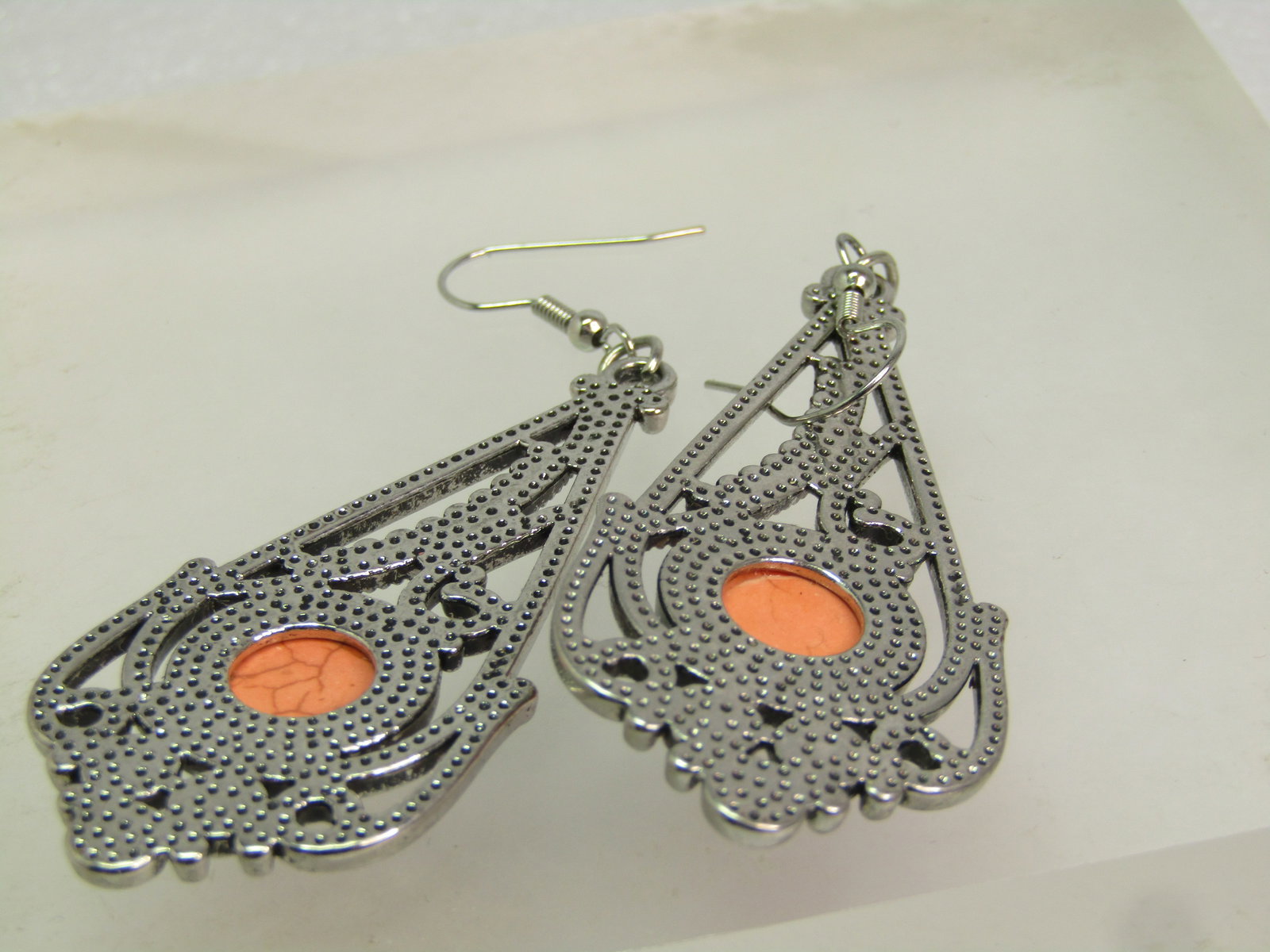 Vintage Faux Orange Agate Drop Earrings, 1990's-2000's - 5