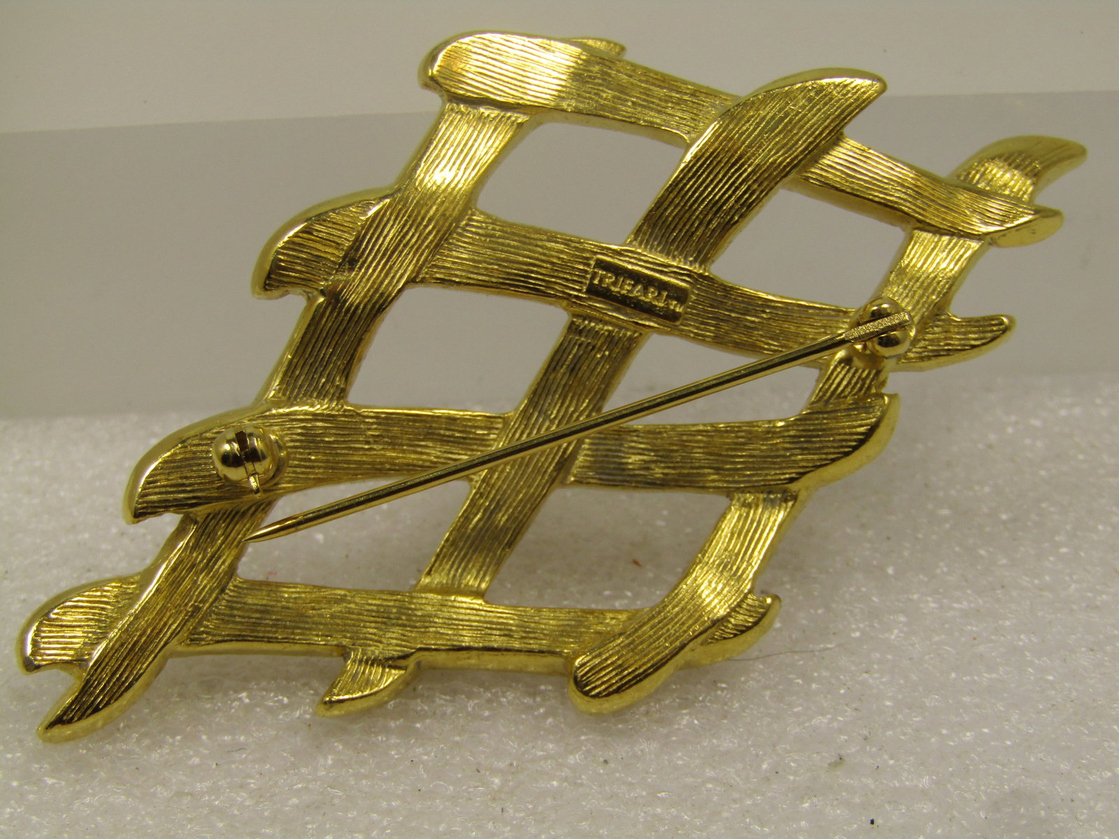Vintage Trifari Wide Woven Textured Brooch, 1960's-1970's - 5