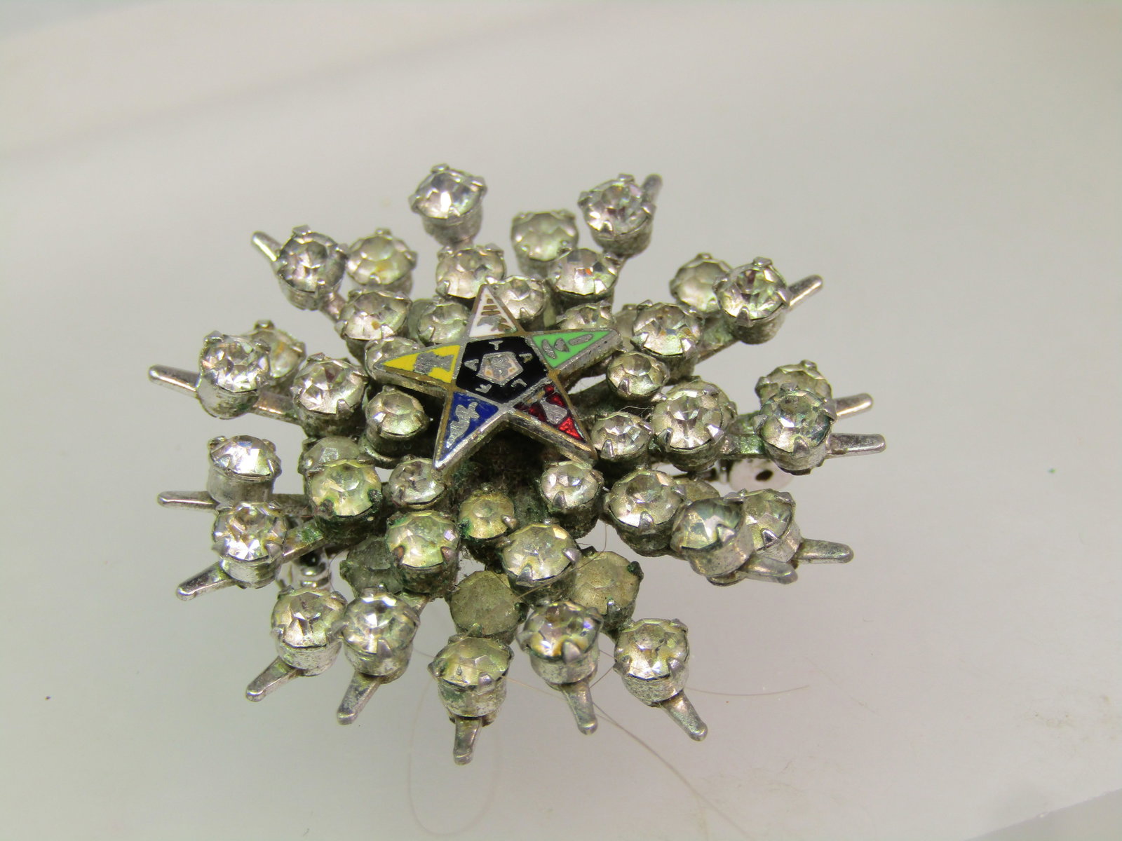 Vintage Rhinestone Eastern Star Brooch, 1950's-1960's - 3