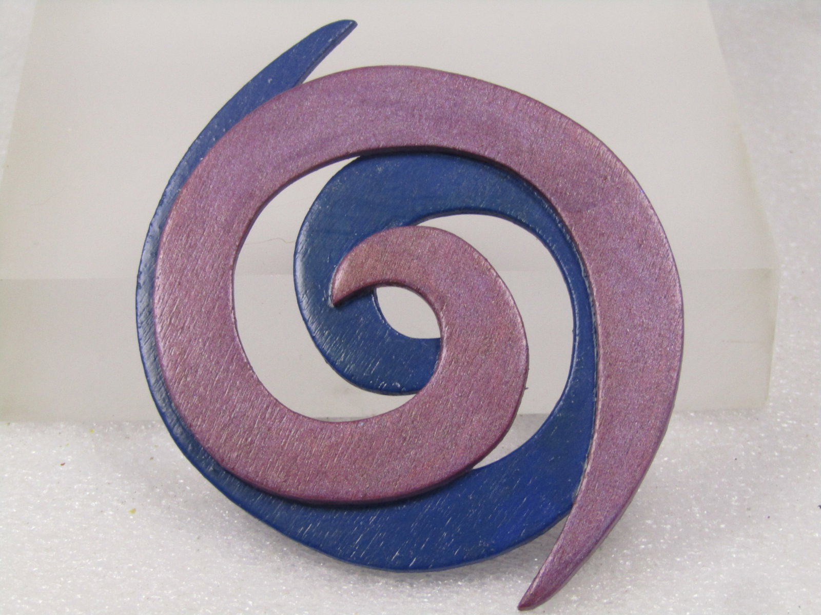 Vintage Blue/Lavender Sprial Brooch, Wooden, Handmade, 3.25" - 4