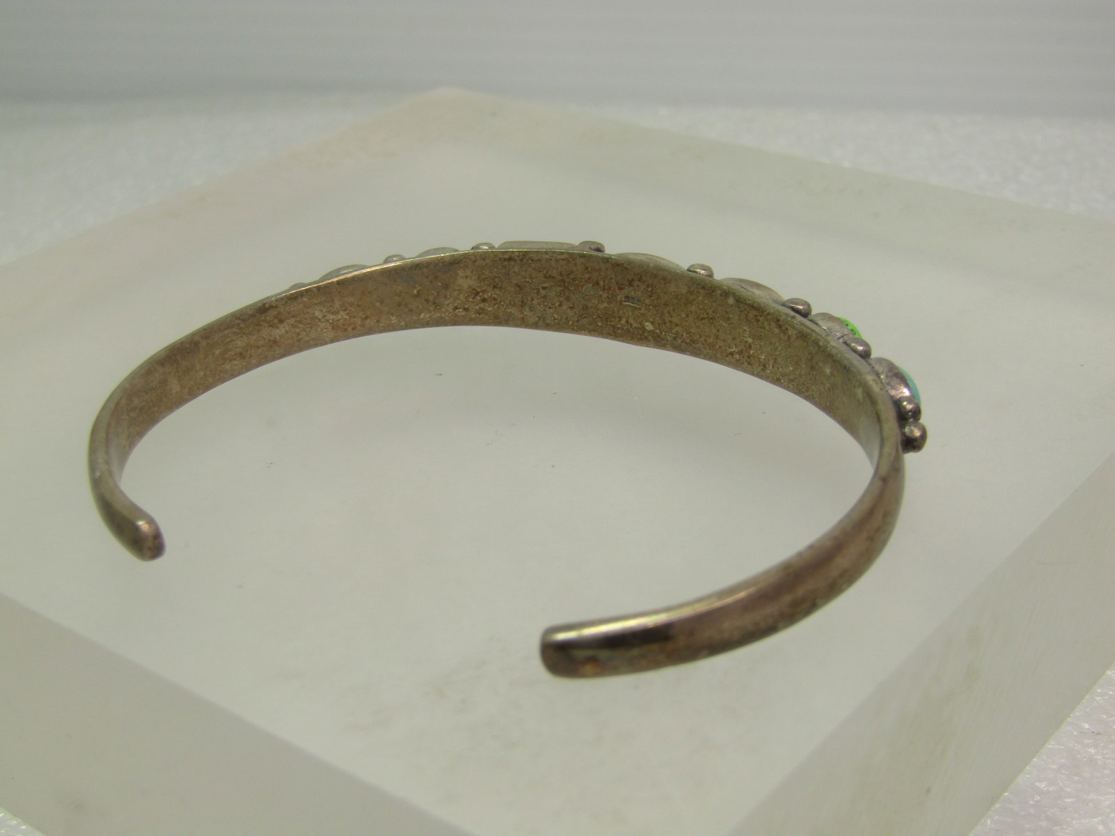 Vintage Sterling Southwestern Cuff Bracelet, 6.5 Faux Turquoise & More, 1980's - 4