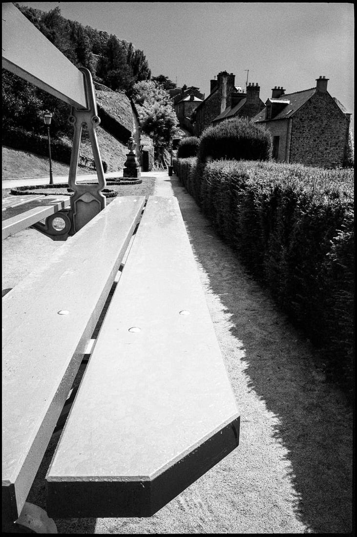 Giant Park Bench, Fougeres, France - Silver Gelatin Photograph: Title: Giant Park Bench, Fougeres, France - Silver Gelatin Photograph Dimensions: 16 x 20 in Medium: Giant Park Bench, Fougeres, France - Silver Gelatin Photograph - Limited Edition of 10 Paul Cooklin