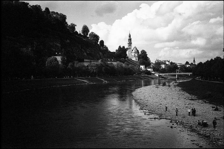 Salzach River, Salzburg, Austria - Silver Gelatin Photograph: Title: Salzach River, Salzburg, Austria - Silver Gelatin Photograph Dimensions: 20 x 16 in Medium: Salzach River, Salzburg, Austria - Silver Gelatin Photograph - Limited Edition of 10 Paul Cooklin Uni