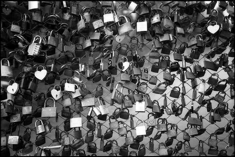 Padlocks, Marco-Feingold-Steg. Salzburg, Austria - Silver Gelatin Photograph (1 of 3)