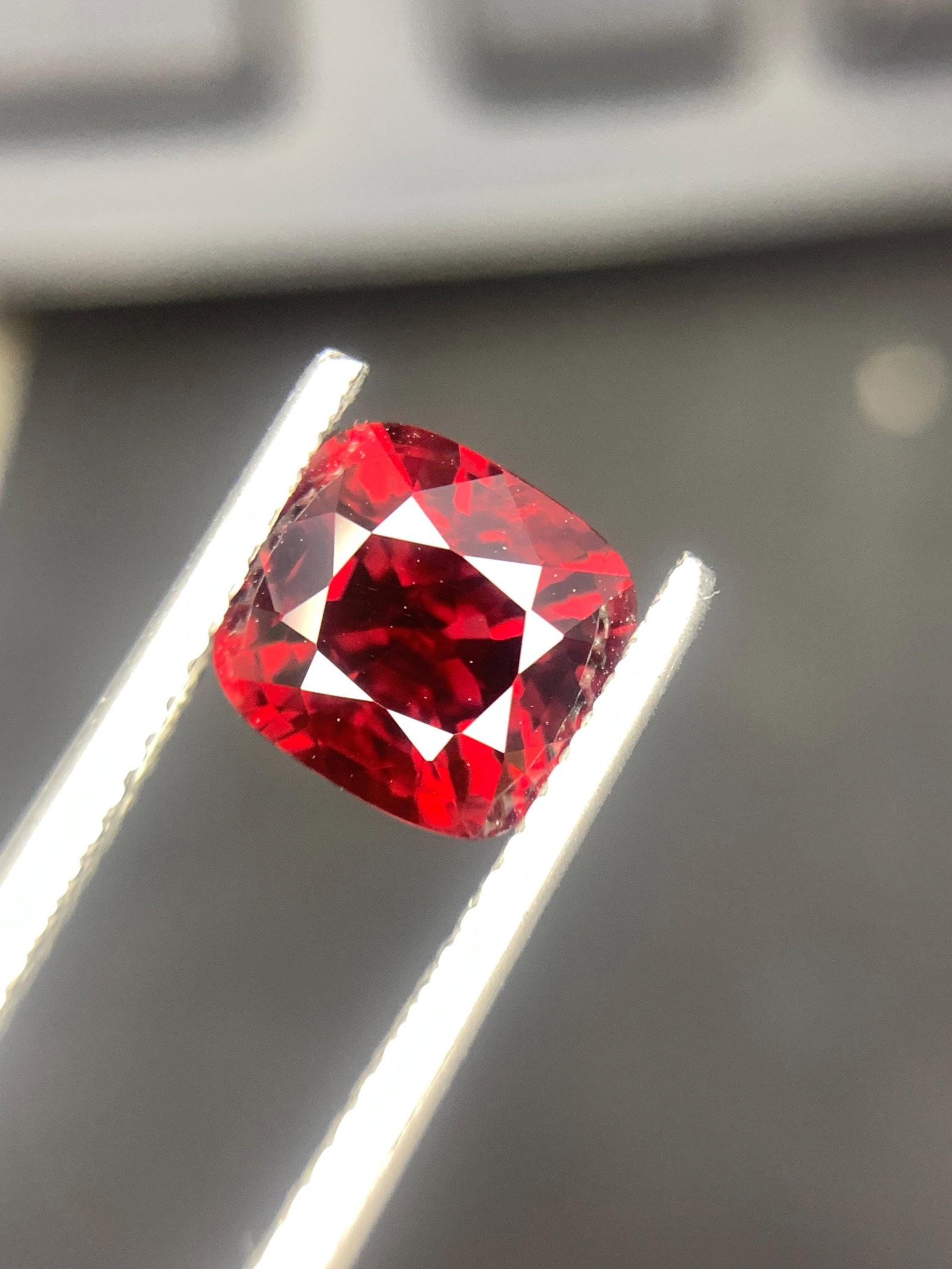 Pigeon Blood Burma Red Spinel Cushion Cut Gemstone - 2.390 Carat: Highlights Supplies for making crafts Materials: Gemstone: Spinel Carat weight: 2.390 Spinel Details: * Weight : 2.390 Carat * Dimensions : 8*7.3*5 mm * Shape : Cushion Cut * Color : Pigeon Blood Red 