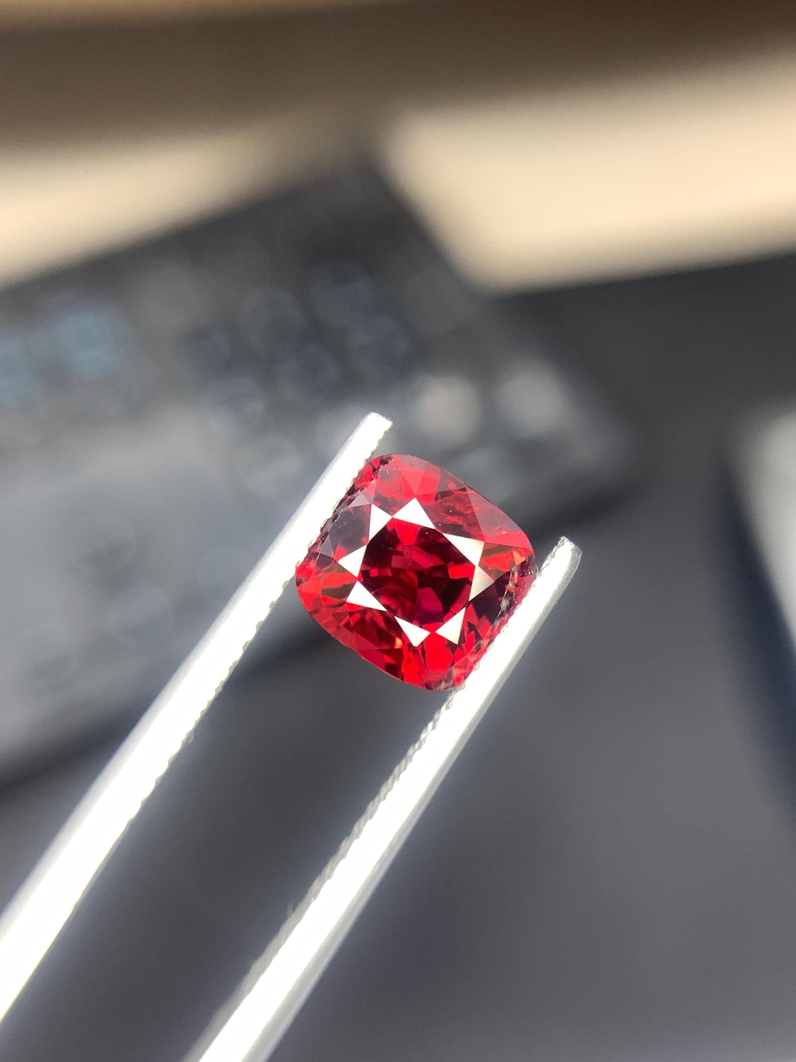 Pigeon Blood Burma Red Spinel Cushion Cut Gemstone - 2.390 Carat - 4