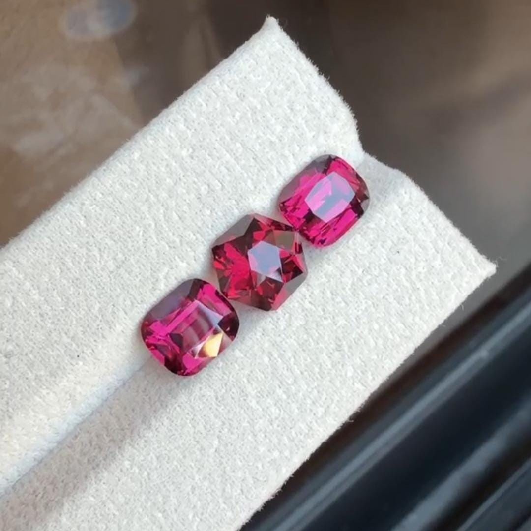 Raspberry Pink Garnet Gemstones - Fancy Octagon & Cushion Cut, Tanzania Mine - 3