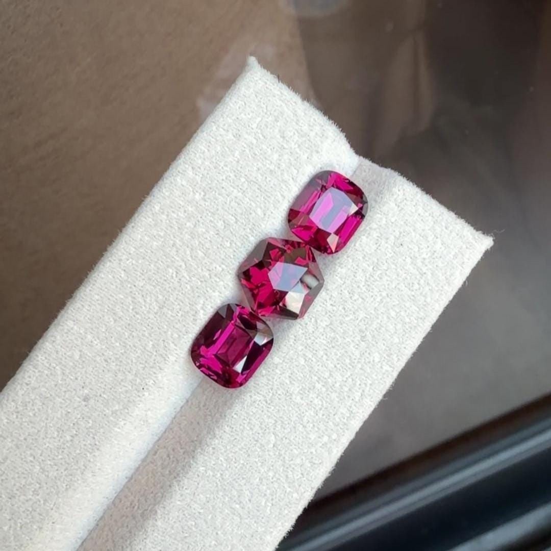 Raspberry Pink Garnet Gemstones - Fancy Octagon & Cushion Cut, Tanzania Mine - 4