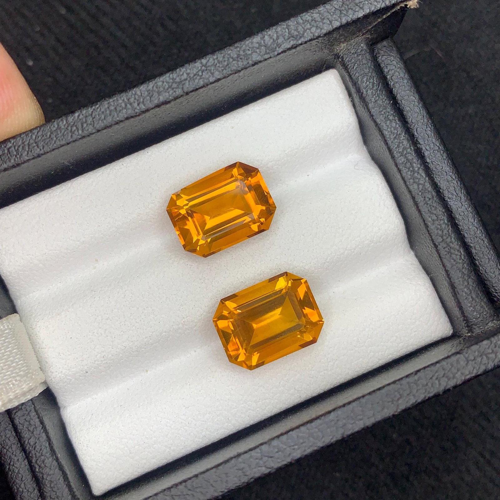 Emerald Cut Citrine Gemstone Pair: Brownish Orange Jewelry (7.44 Carat) - 4
