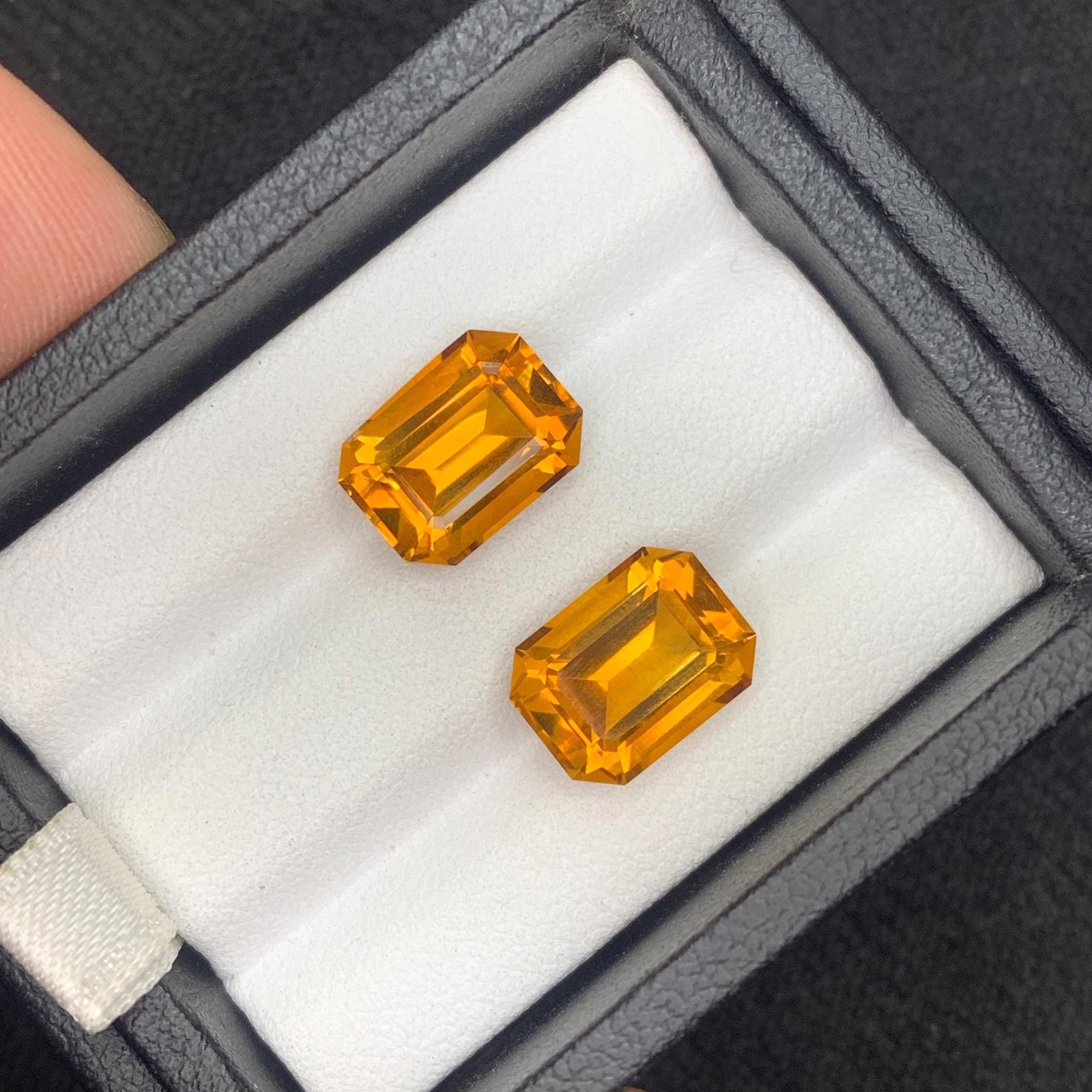Emerald Cut Citrine Gemstone Pair: Brownish Orange Jewelry (7.44 Carat) - 5