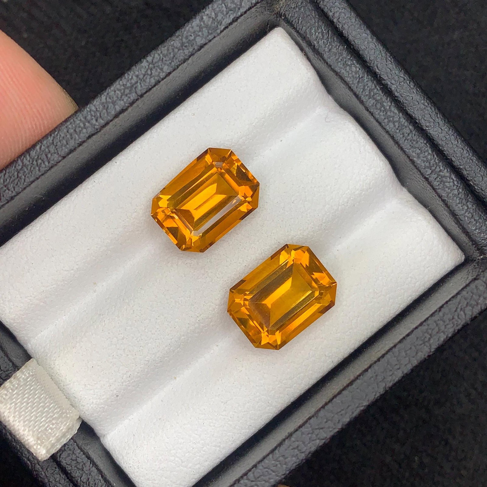 Emerald Cut Citrine Gemstone Pair: Brownish Orange Jewelry (7.44 Carat) - 6