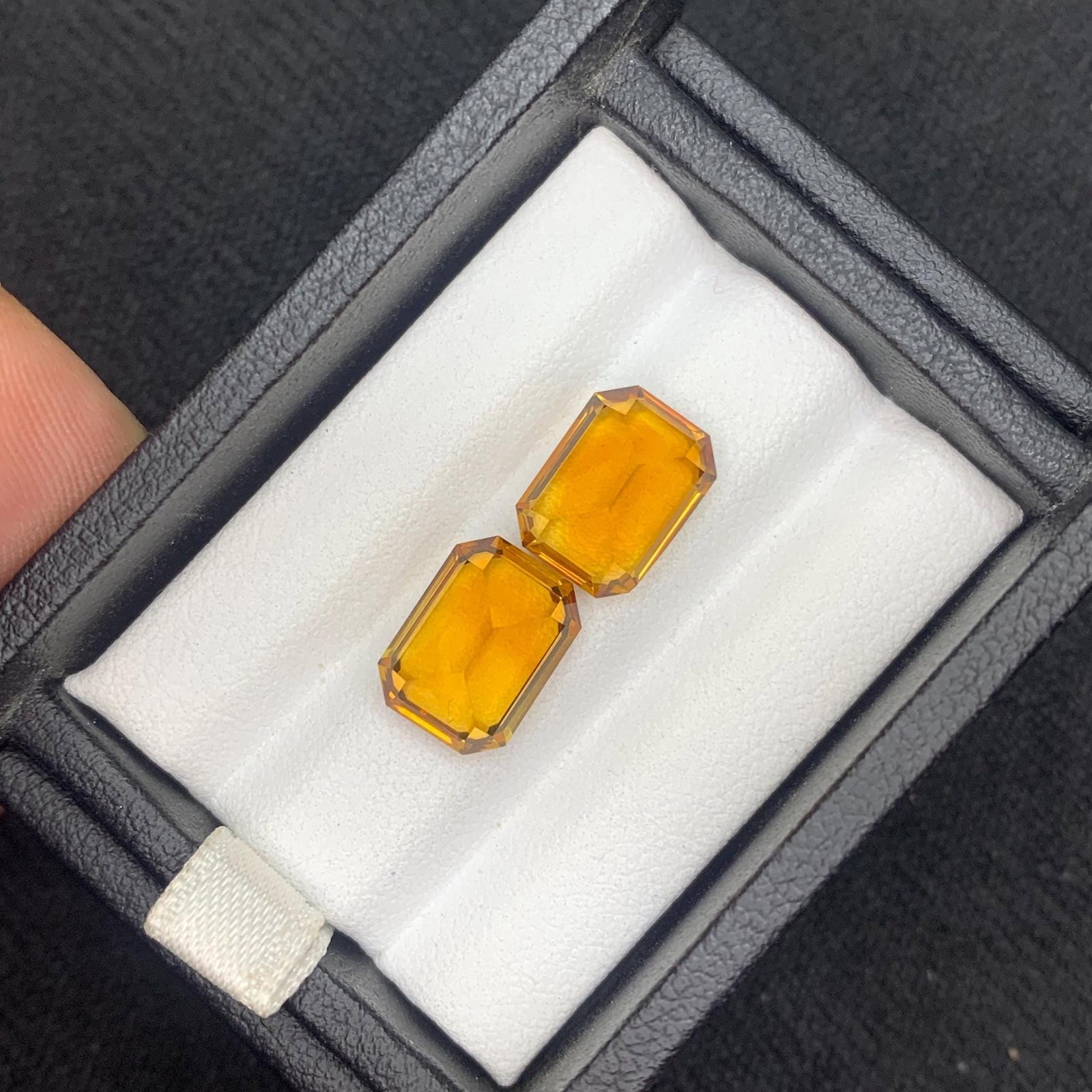 Emerald Cut Citrine Gemstone Pair: Brownish Orange Jewelry (7.44 Carat) - 9