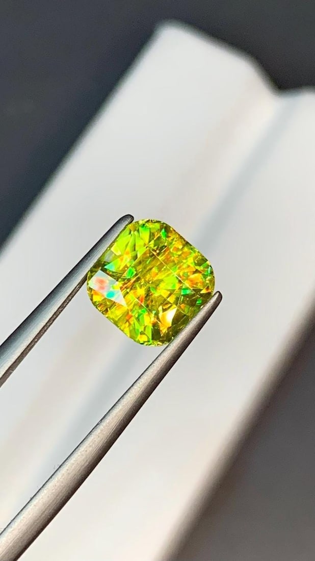 Yellow Green Sparkling Fire Titanite Sphene Gemstone - 2.75 Carat - 3