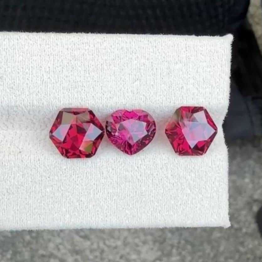 Purplish Pink Garnet Gemstones Fancy Octagon & Heart Shape, Tanzania Tanga Mine - 9.27 Carat - 2