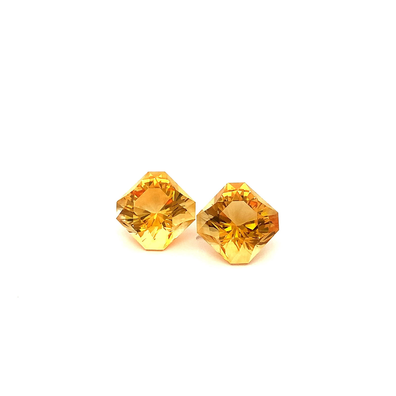 Pair Citrine Fancy Asscher Cut Gemstone For Earrings - 12.45 Carat - 3