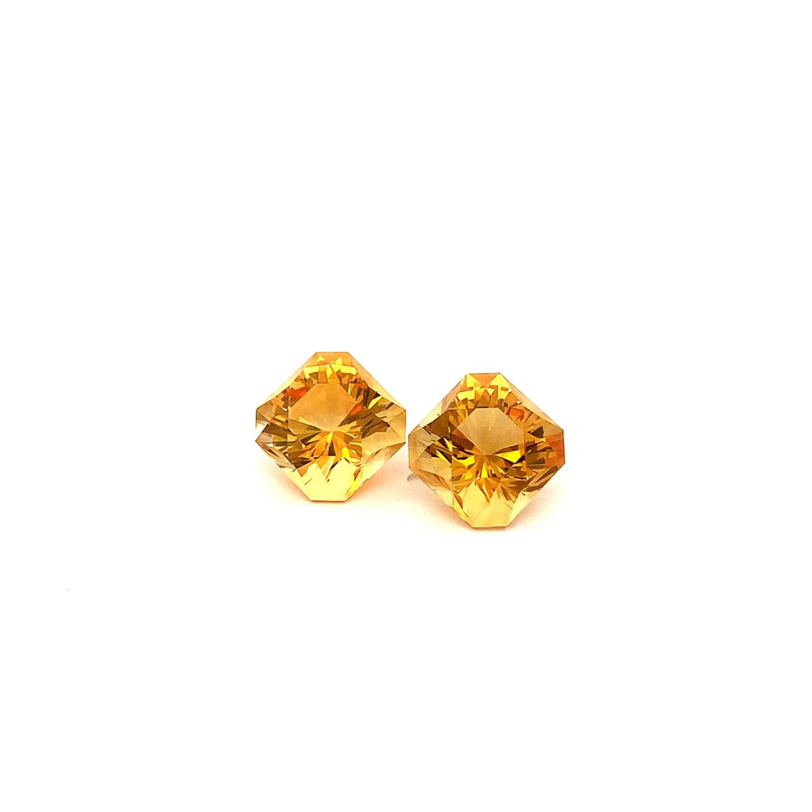 Pair Citrine Fancy Asscher Cut Gemstone For Earrings - 12.45 Carat - 6
