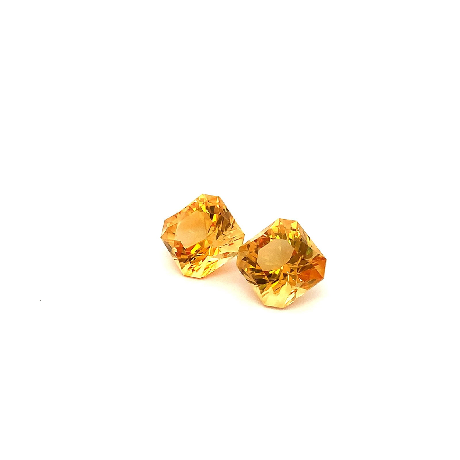 Pair Citrine Fancy Asscher Cut Gemstone For Earrings - 12.45 Carat - 8
