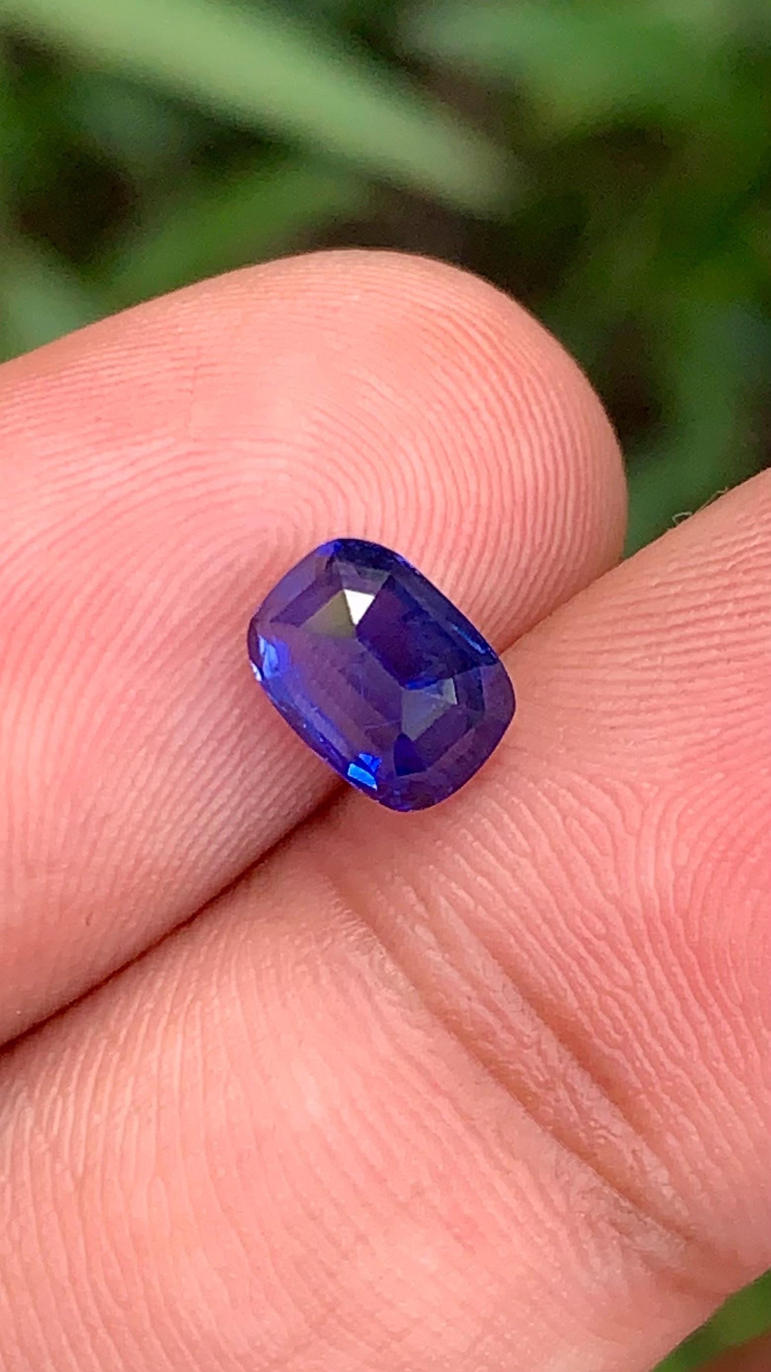 Royal Blue Heated Sapphire Gemstone From Srilanka, Cushion Cut Sapphire 1.44 Carat - 2