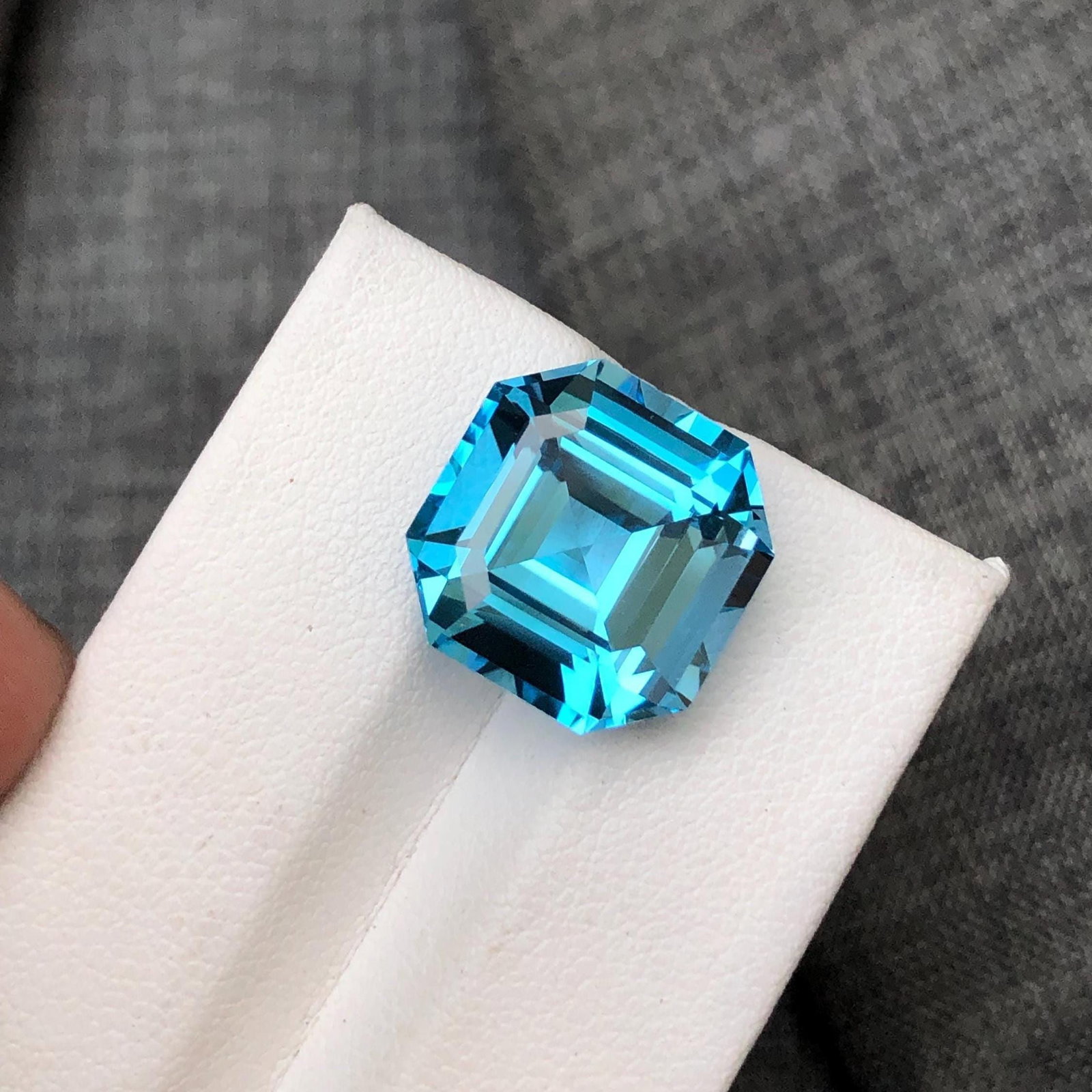 16 Carat Swiss Blue Topaz Loose Gemstone Asscher Cut November Birthstone - 7