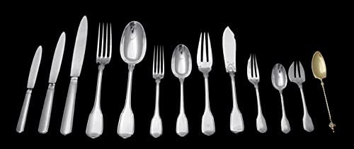 LAPPARRA 204pc. ANTIQUE STERLING SILVER FLATWARE SET + CHEST, LOUIS XV 1850-1899: Title: LAPPARRA 204pc. ANTIQUE STERLING SILVER FLATWARE SET + CHEST, LOUIS XV 1850-1899 Description:Direct from a Private Villa in St. Tropez, A Magnificent 204pc. Louis XVI French 950 Sterling Silver