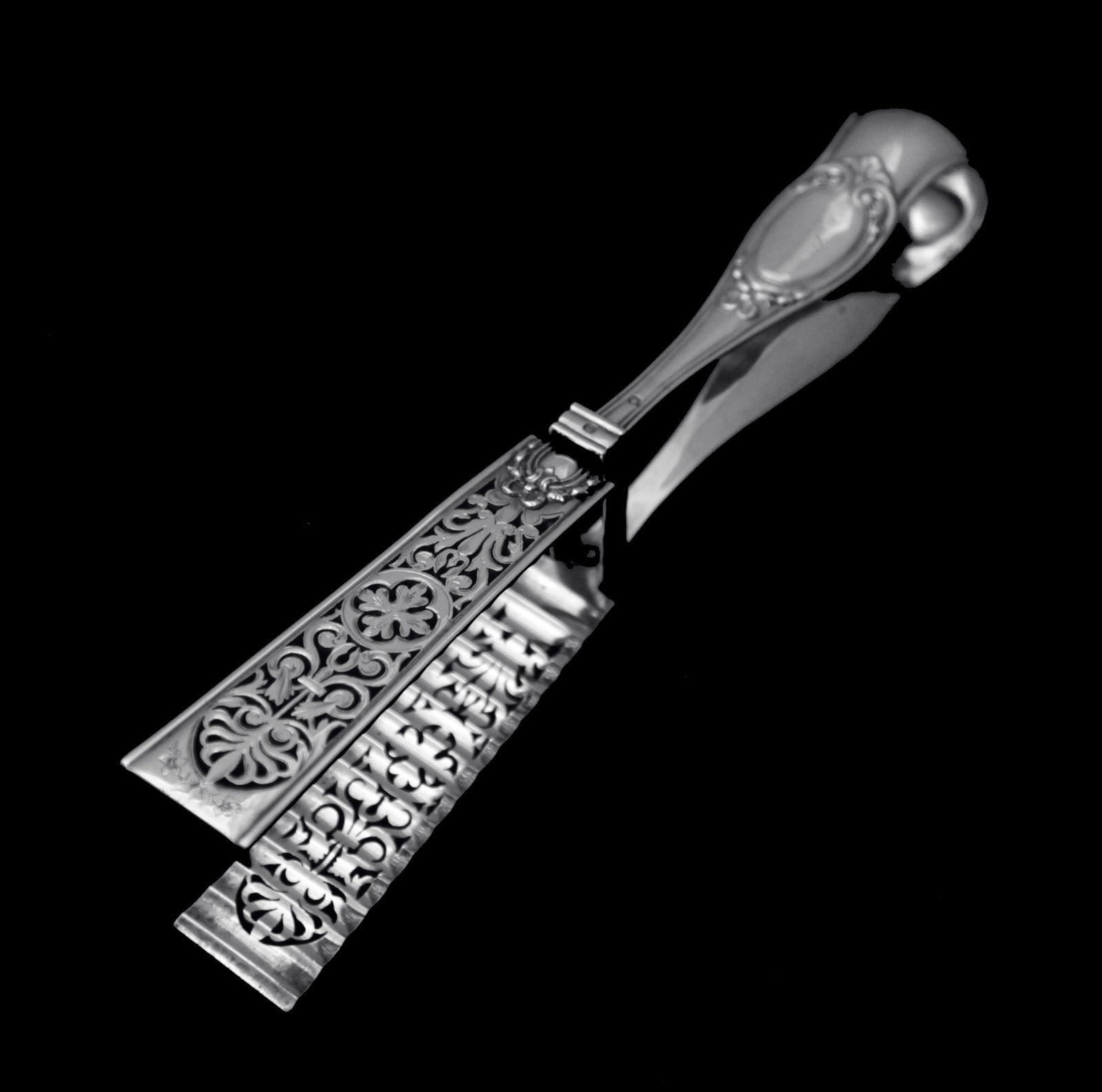 BF - Stunning Set of 8 Magnificent French Antique Sterling Silver Flatware Serving Pieces. (1 of 12)