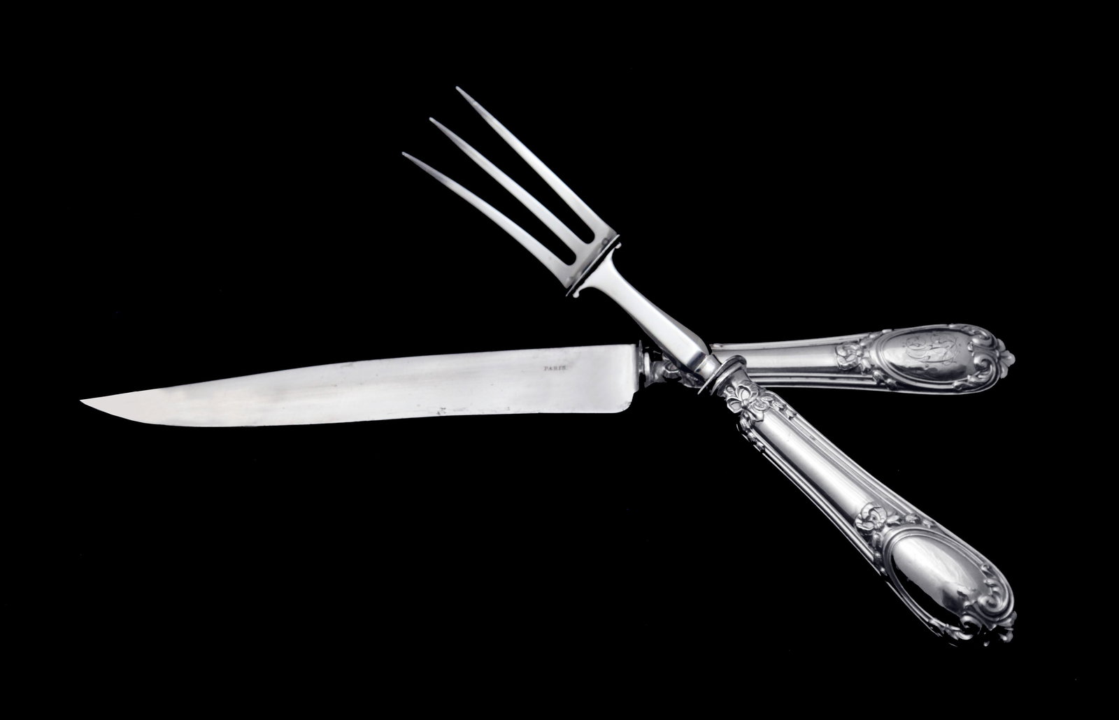 BF - Stunning Set of 8 Magnificent French Antique Sterling Silver Flatware Serving Pieces. - 3
