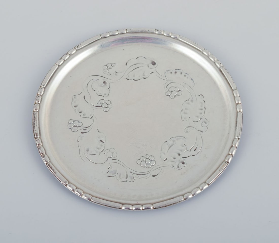 Georg Jensen, a set of six glass coasters in sterling silver. - 3