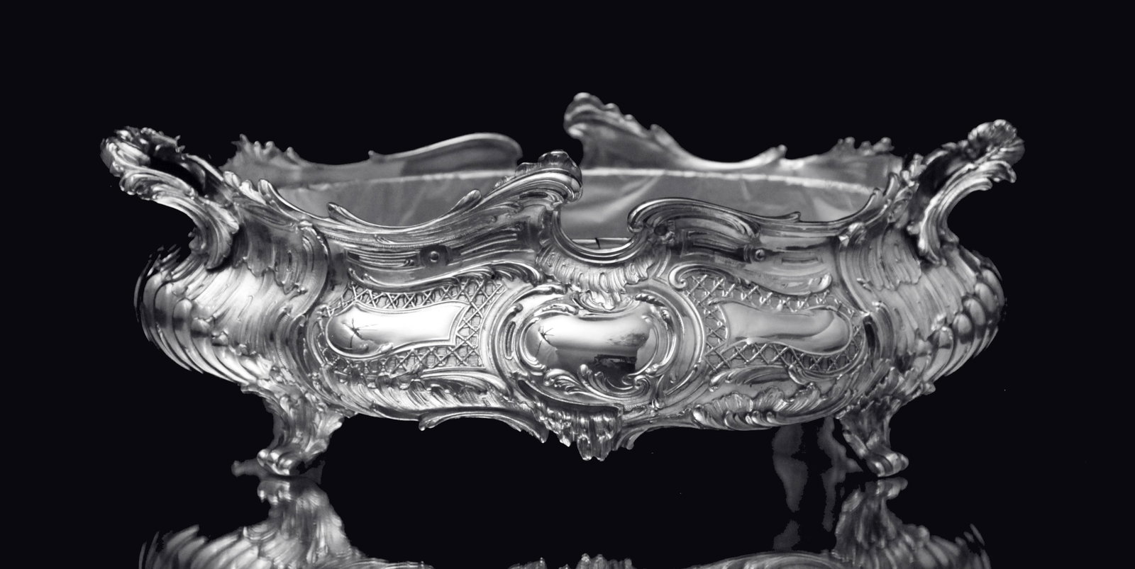 French: 2pc. Antique 19th Century Silver Plate Table Centerpiece, Excellent Condition, Rocaille - 4