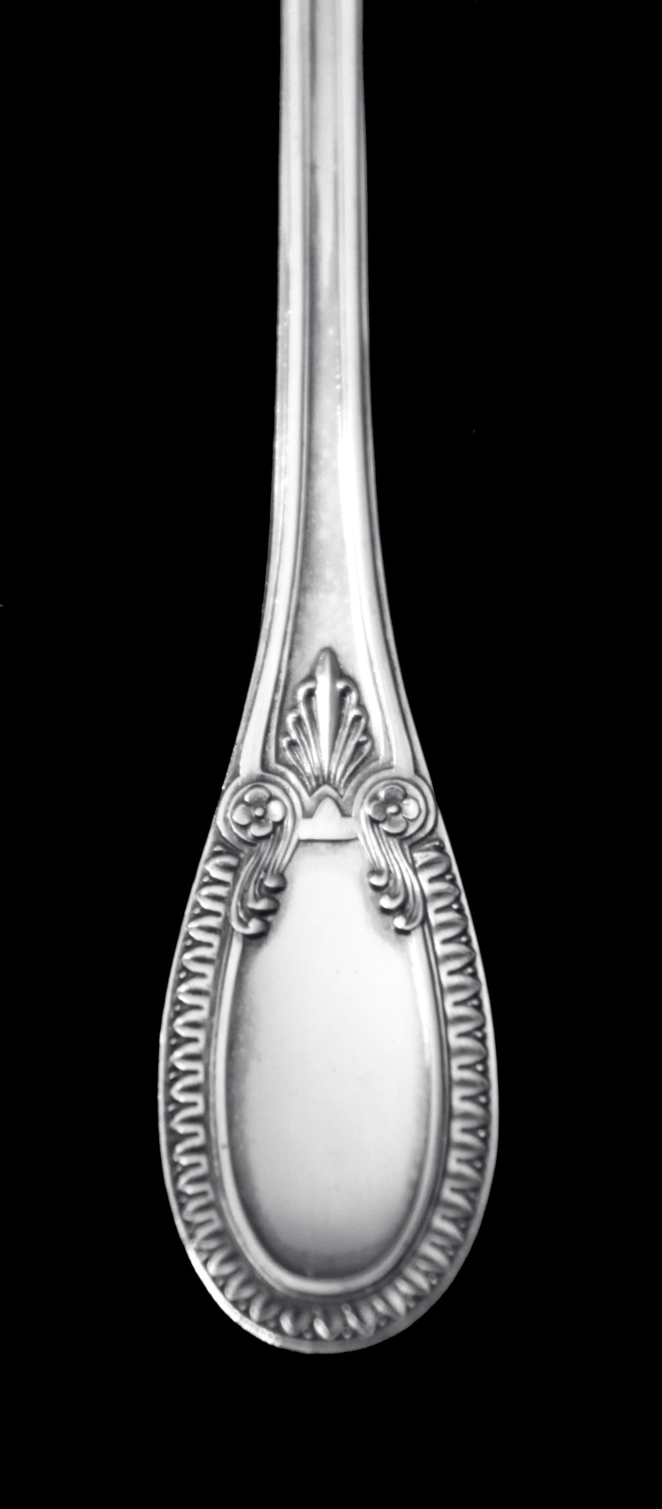 HENIN - 138pc LOUIS XVI ANTIQUE FRENCH 950 STERLING SILVER FLATWARE SET - 11