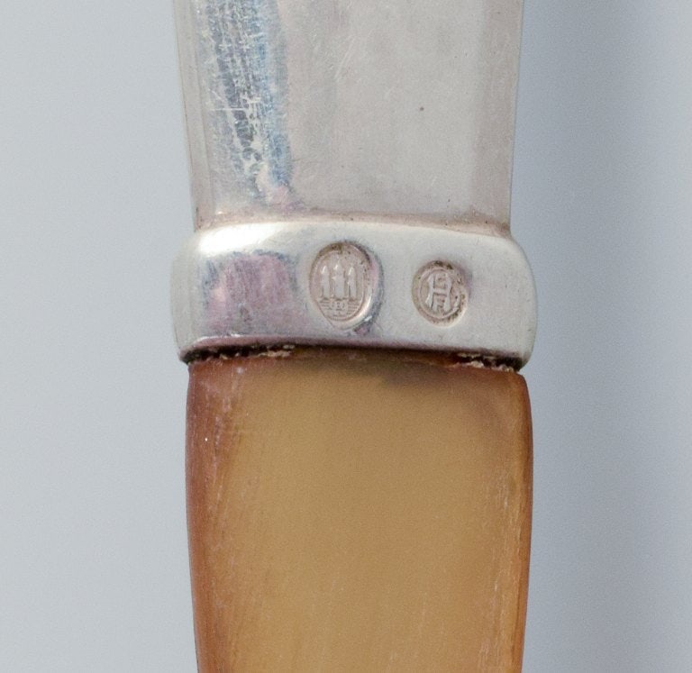 Georg Jensen, Viking, a salad set in 830 silver and horn. - 8