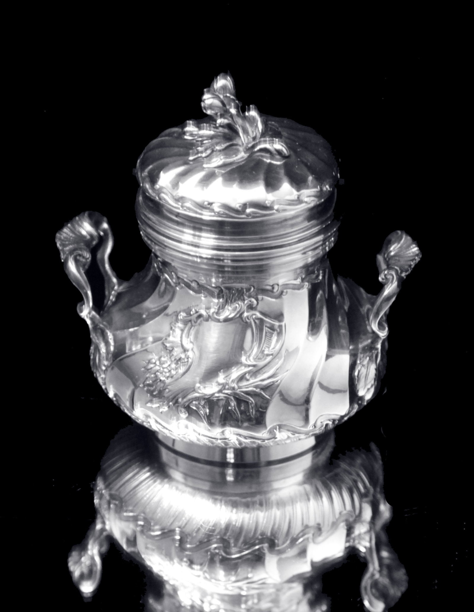 Christofle (Cardeilhac) - 4pc. Antique French Louis XVISterling Silver Tea Set + Serving Tray ! - 8