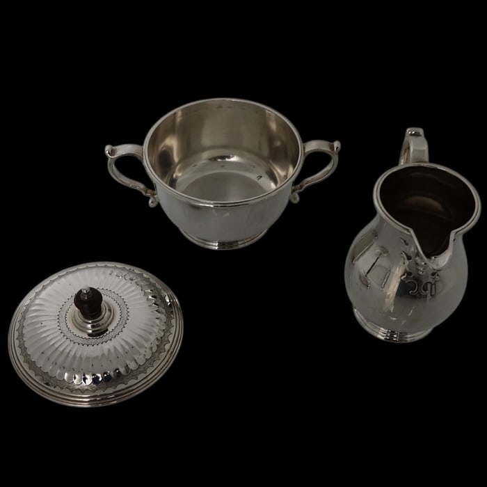 Modern 20th Century Sterling Silver Tea & Coffee Set London 1968 Richard Comyns - 10