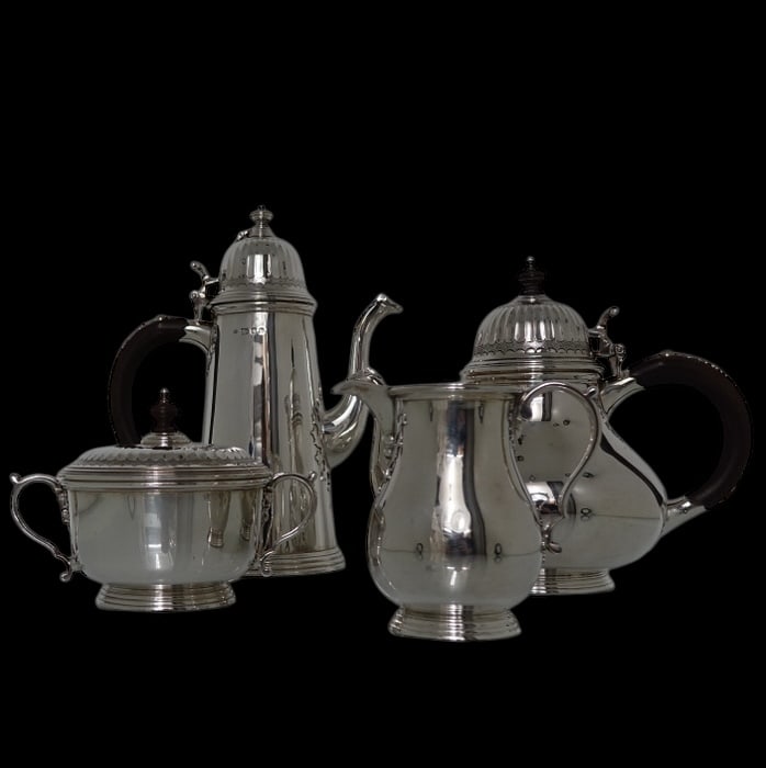Modern 20th Century Sterling Silver Tea & Coffee Set London 1968 Richard Comyns - 2