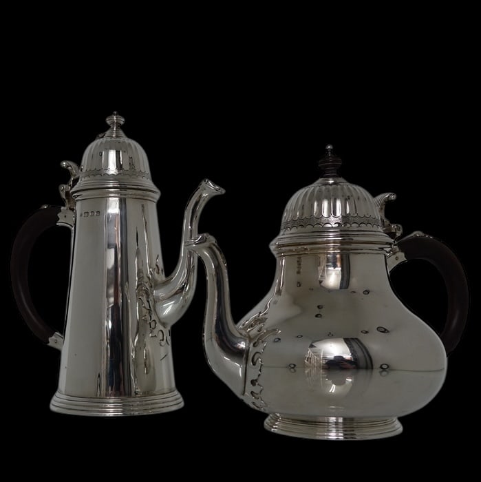 Modern 20th Century Sterling Silver Tea & Coffee Set London 1968 Richard Comyns - 3
