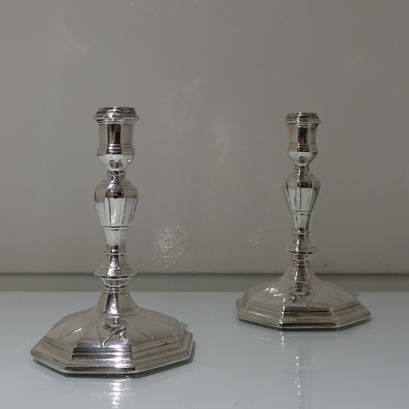 Early 18th Century Antique George I Britannia Silver Pair Candlesticks London 1714 Michael Boult - 2