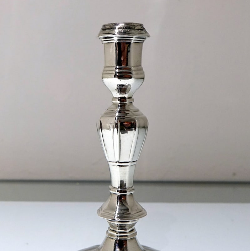 Early 18th Century Antique George I Britannia Silver Pair Candlesticks London 1714 Michael Boult - 6