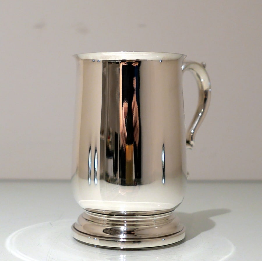 Early 20th Century Modern George V Sterling Silver Pint Mug Birmingham 1934 Elkington & Co - 5