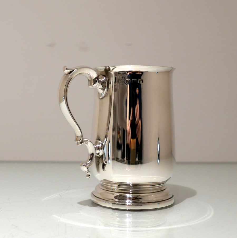 Early 20th Century Modern George V Sterling Silver Pint Mug Birmingham 1934 Elkington & Co - 6