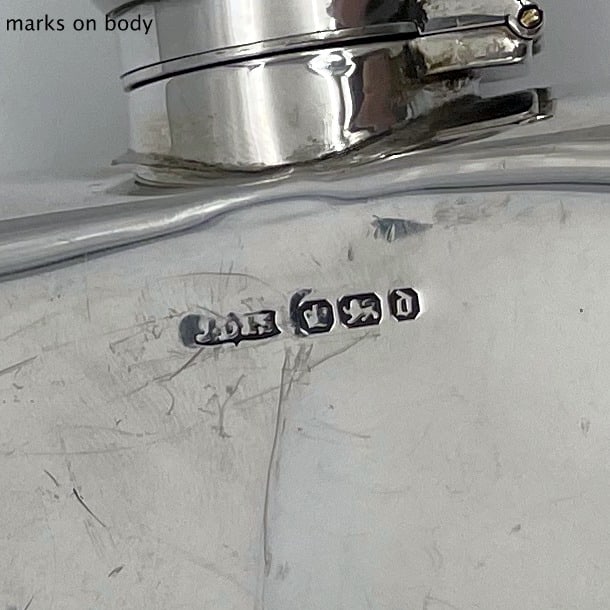 Early 20th Century Antique Edwardian Sterling Silver Hip Flask Sheffield 1906 James Dixon & Sons - 10