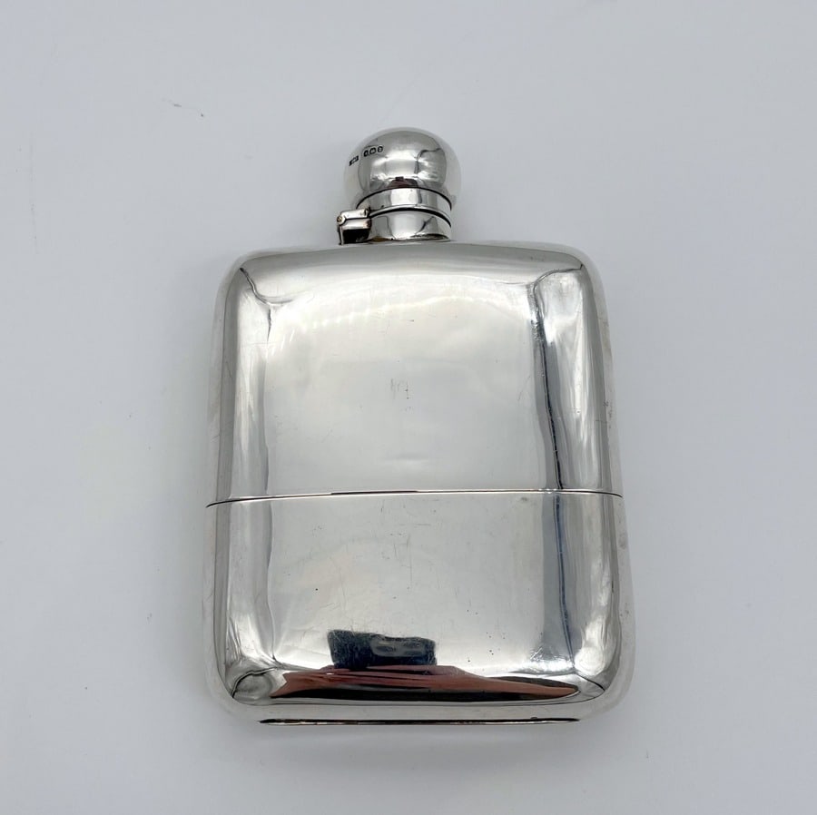 Early 20th Century Antique Edwardian Sterling Silver Hip Flask Sheffield 1906 James Dixon & Sons (1 of 10)