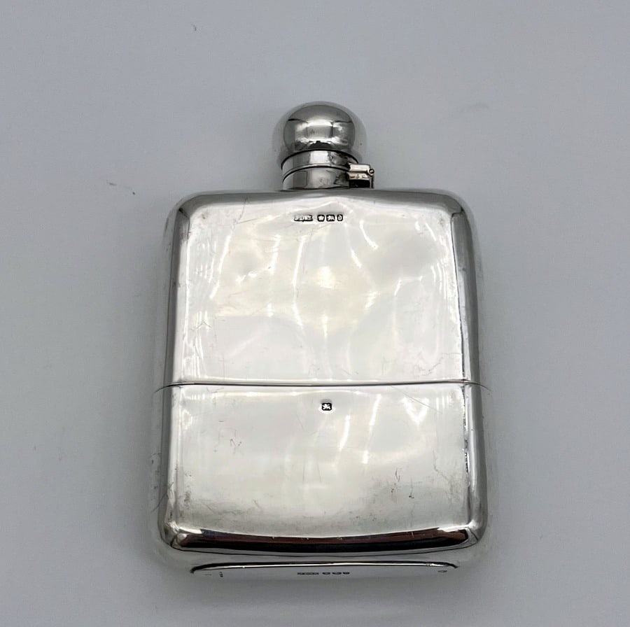 Early 20th Century Antique Edwardian Sterling Silver Hip Flask Sheffield 1906 James Dixon & Sons - 5