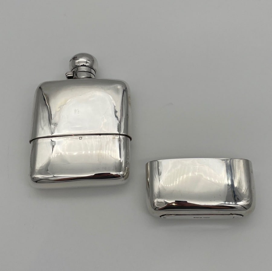 Early 20th Century Antique Edwardian Sterling Silver Hip Flask Sheffield 1906 James Dixon & Sons - 6