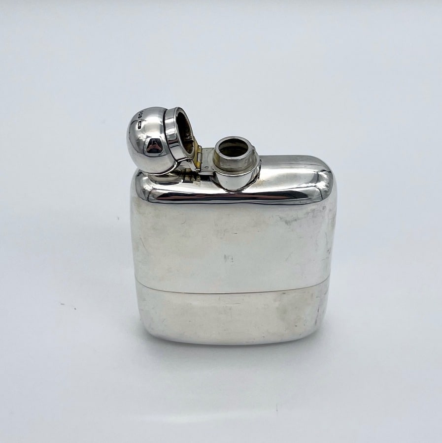 Early 20th Century Antique Edwardian Sterling Silver Hip Flask Sheffield 1906 James Dixon & Sons - 7