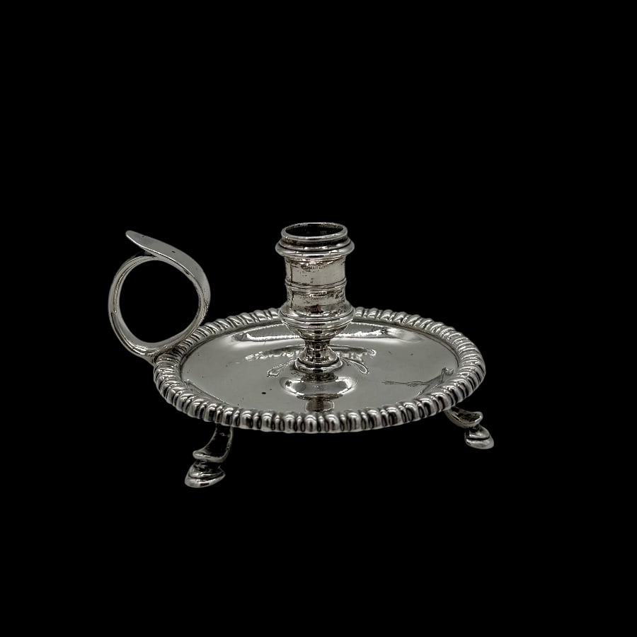 Mid 18th Century Antique George II Silver Chamberstick London 1755 James Manners - 2