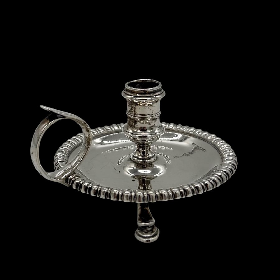 Mid 18th Century Antique George II Silver Chamberstick London 1755 James Manners - 3