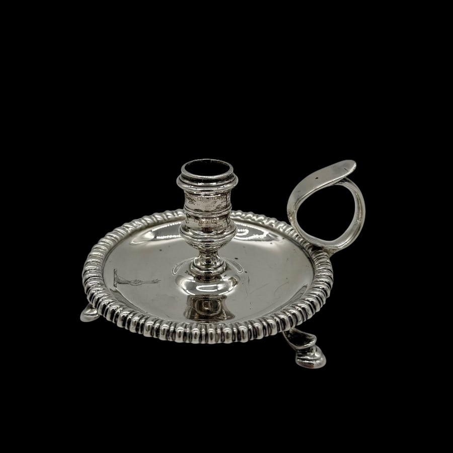 Mid 18th Century Antique George II Silver Chamberstick London 1755 James Manners - 4