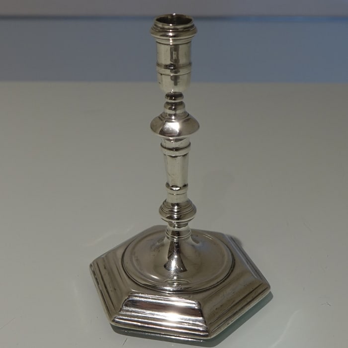 Early 18th Century Antique George I Sterling Silver Octagonal Taper-stick London 1723 James Gould - 5