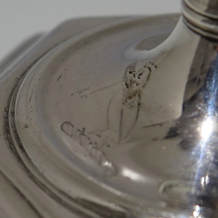 Early 18th Century Antique George I Sterling Silver Octagonal Taper-stick London 1723 James Gould - 7