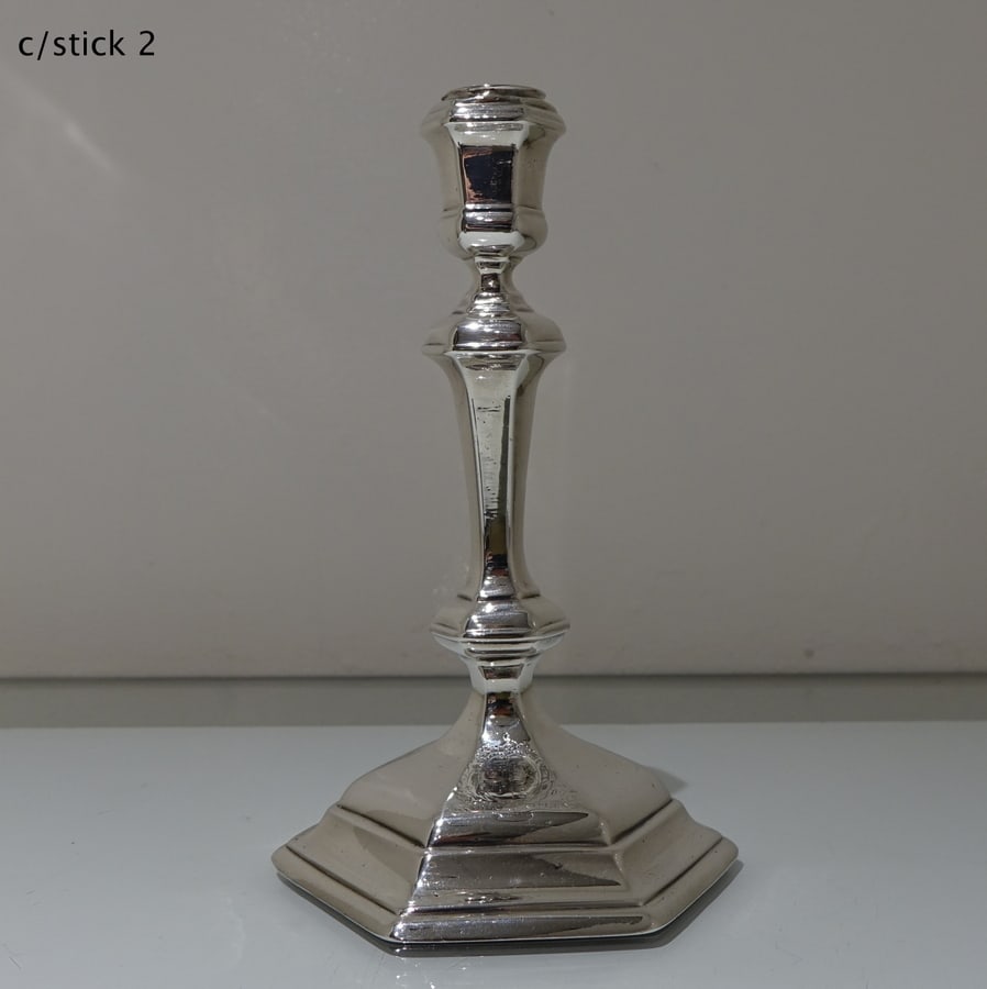 Early 18th Century Antique George I Britannia Silver Pair Hexagonal Candlesticks London 1717 Thomas - 12